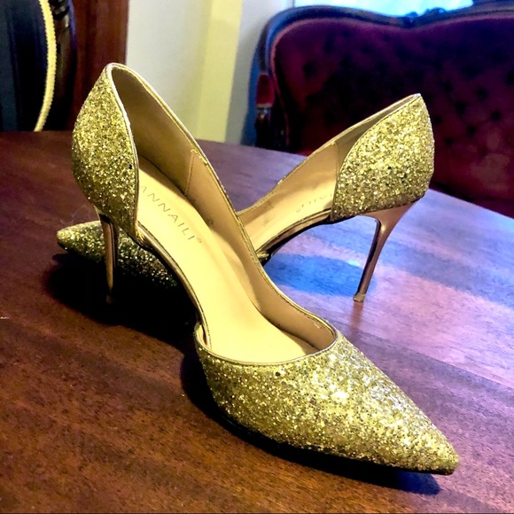 ANNAILI Shoes - ANNAILI Festive Gold Sparkley Glitter Heels.